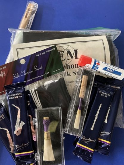 Kit for Messiah University Woodwind Methods Class with instructor preferred reeds